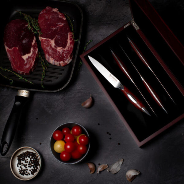 4pc Classic Series Steak/Dining Knife Set In 2 Layer Wood Box - Image 2